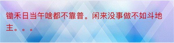 锄禾日当午啥都不靠普。闲来没事做不如斗地主。。。