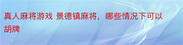 真人麻将游戏 景德镇麻将，哪些情况下可以胡牌